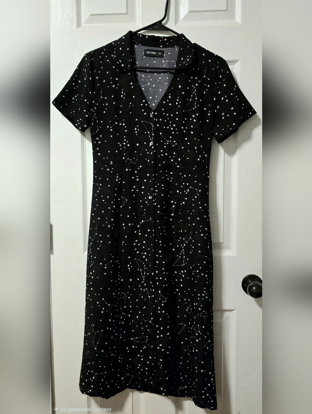Disturbia Black Dress with White Stars & Constellation Print.